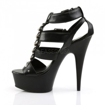Pleaser DELIGHT-658 Blk Faux Leather/Blk