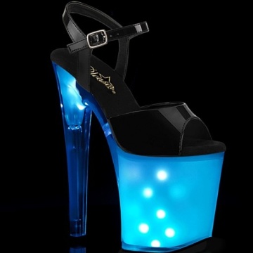 Pleaser DISCOLITE-809 Blk Pat/White Glow - Img 6
