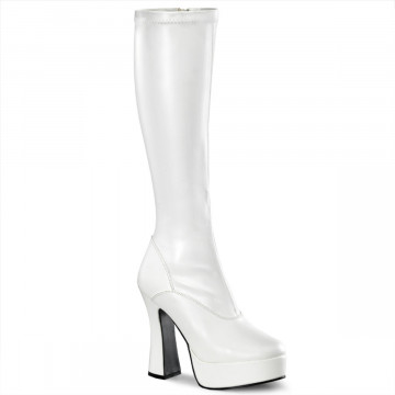Pleaser ELECTRA-2000Z Wht Str Faux Leather