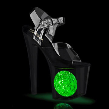 Pleaser ENCHANT-708LT-CIRCLE Clr/Blk-Slv Glitter