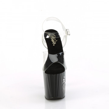 Pleaser ENCHANT-708LT-PINWHE Clr/Blk-Slv Glitter