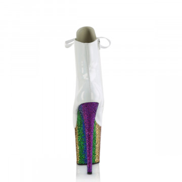 Pleaser FLAMINGO-1020HG Wht Holo Pat/Rainbow Glitter