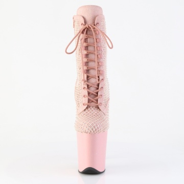 Pleaser FLAMINGO-1020RM Salmon Pink Faux Suede-RS Mesh/B. Pink Matte