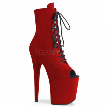 Pleaser FLAMINGO-1021FS Red Faux Suede/Red Faux Suede
