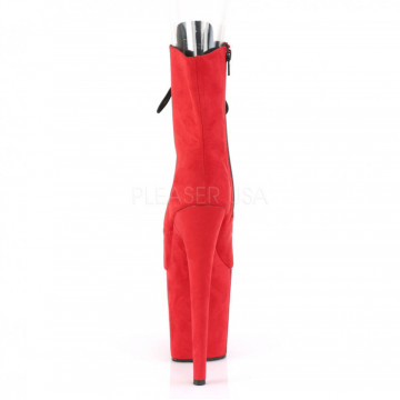 Pleaser FLAMINGO-1021FS Red Faux Suede/Red Faux Suede