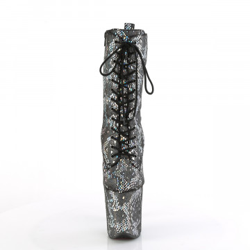 Pleaser FLAMINGO-1040SPF Silver Metallic Holo Snake Print Fabric/M