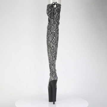 Pleaser FLAMINGO-3008SP-BT Grey-Blk Snake Print/Blk Matte