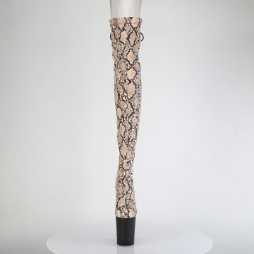 Pleaser FLAMINGO-3008SP-BT Tan-Brown Snake Print/Blk Matte