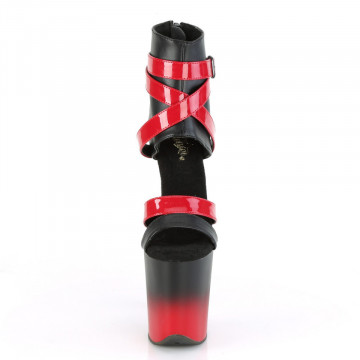 Pleaser FLAMINGO-800-15 Blk Faux Leather-Red Pat/Blk-Red Matte