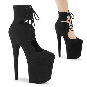 Pleaser FLAMINGO-800-22 Blk Faux Suede/Blk Faux Suede