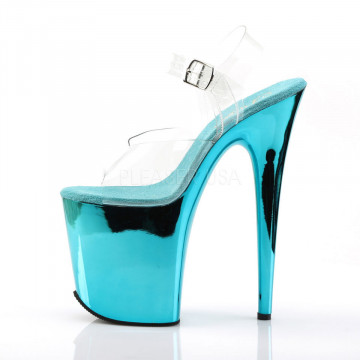 Pleaser FLAMINGO-808 Clr/Turquoise Chrome