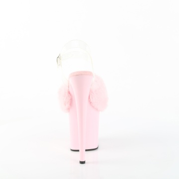Pleaser FLAMINGO-808FUR B. Pink Faux Fur-Clr TPU/B. Pink