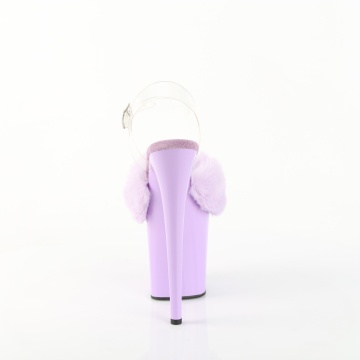 Pleaser FLAMINGO-808FUR Lavender Faux Fur-Clr TPU/Lavender