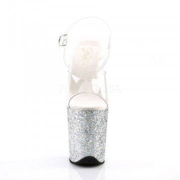 Pleaser FLAMINGO-808LG Clr/Slv Multi Glitter