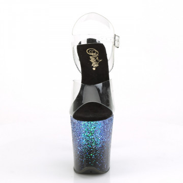 Pleaser FLAMINGO-808SS Clr/Blk-Blue Multi Glitter