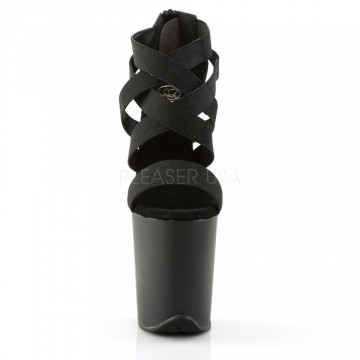 Pleaser FLAMINGO-869 Blk Elastic Band-Faux Leather/Blk Matte