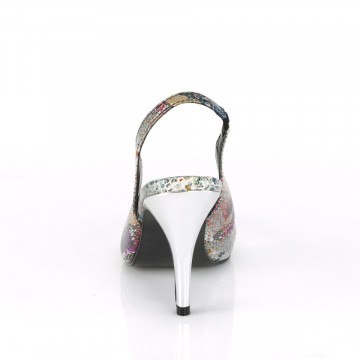 Pleaser Pink Label DREAM-405 Multi-Color Snake Print-Slv Metallic Pu
