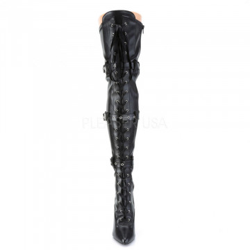 Pleaser SEDUCE-3028 Blk Str Faux Leather