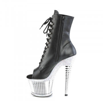 Pleaser SPECTATOR-1021RS Blk Faux Leather/Slv RS-Chrome