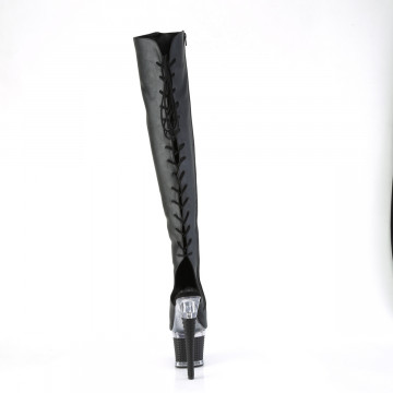 Pleaser SPECTATOR-3019 Blk Faux Leather/Clr-Blk Matte