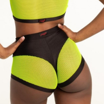 Polerina Anela – Black and Yellow Top rete a maglia larga M