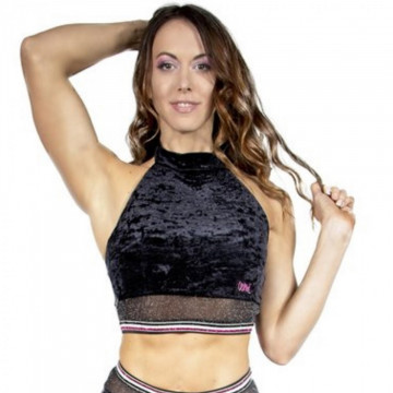 Wink Glitter Mist Halter Top velluto leggero W0210 Nero subito