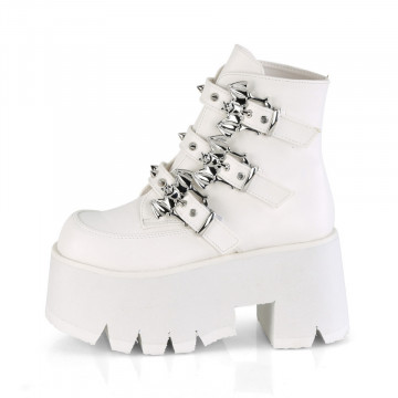 Demonia ASHES-55 Wht Vegan Leather