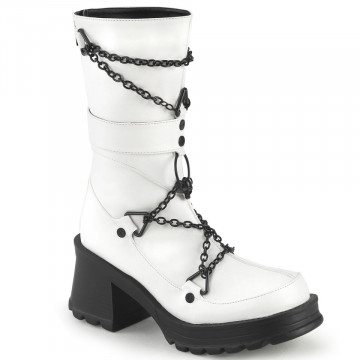 Demonia Cult BRATTY-120 Wht Vegan Leather