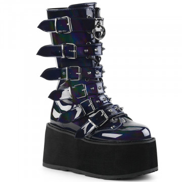 Demonia Cult DAMNED-225 Blk Hologram Vegan Leather