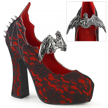 Demonia Cult DEMON Red Satin-Blk Lace