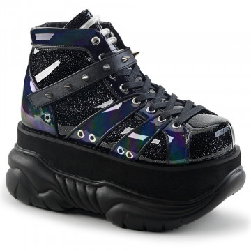 Demonia Cult NEPTUNE-100 Blk Glitter-Silver/Vegan Leather9us 41eu