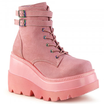 Demonia Cult SHAKER-52 B. Pink Vegan Suede