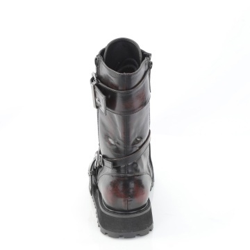 stivali uomo  Demonia Cult VALOR-220 Blk-Burgundy Rub-Off Vegan Leather