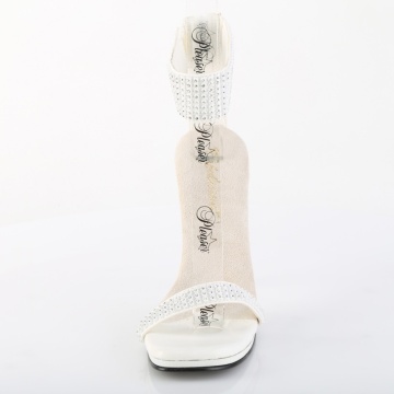 Fabulicious CHIC-40 Wht Faux Leather-RS/Wht