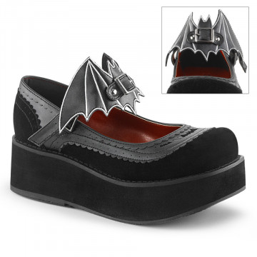 Mary Jane Demonia SPRITE-09 Blk Vegan Leather-Velluto 7us 37eu