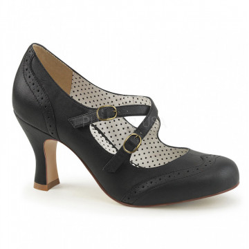 Pin Up Couture FLAPPER-35 Blk Faux Leather