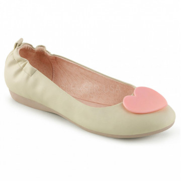 Pin Up Couture OLIVE-05 Cream Faux Leather