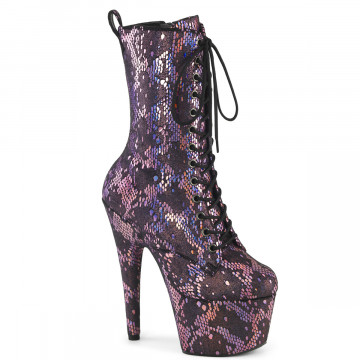 Pleaser ADORE-1040SPF B. Pink Metallic Holo Snake Print Fabric