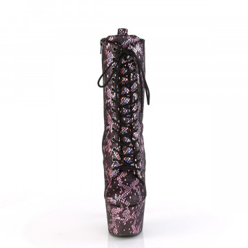 Pleaser ADORE-1040SPF B. Pink Metallic Holo Snake Print Fabric