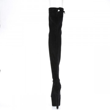 Pleaser ADORE-3008 Blk Stretch Faux Suede/Blk Faux Suede