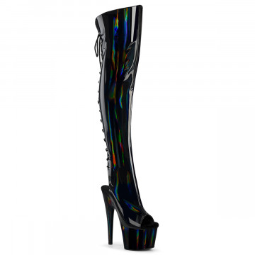 Pleaser ADORE-3019HWR Blk Str. Holo/Blk Holo