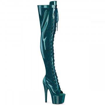 Pleaser ADORE-3021GP Teal Glitter Pat/M
