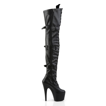 Pleaser ADORE-3028 Blk Str Faux Leather/Blk Matte