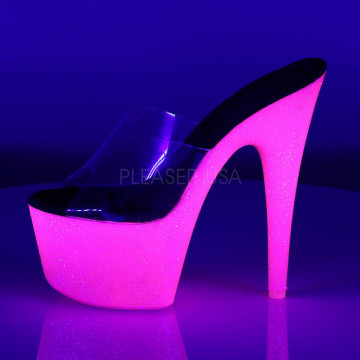Pleaser ADORE-701UVG Clr/Neon H. Pink Glitter