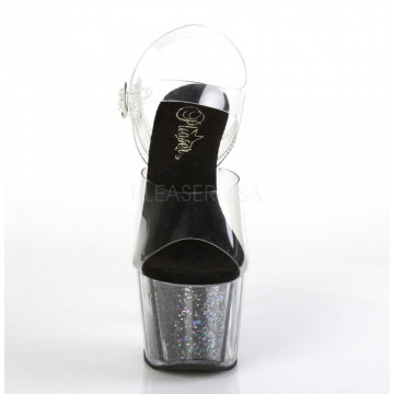 Pleaser ADORE-708CG Clr/Blk Confetti Glitter