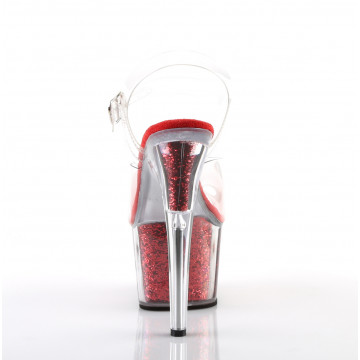 Pleaser ADORE-708G Clr/Red Glitter Inserts