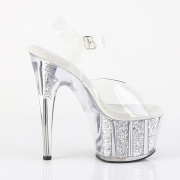 Pleaser ADORE-708G Clr/Silver Multi Glitter Inserts 5us 35eu
