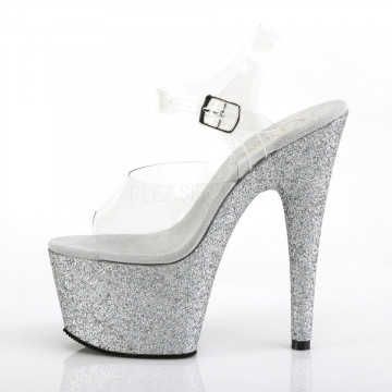 Pleaser ADORE-708HMG Clr/Slv Multi Glitter
