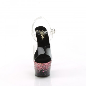 Pleaser ADORE-708SS Clr/Blk-Pink Multi Glitter