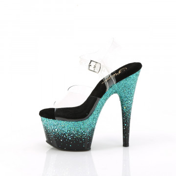 Pleaser ADORE-708SS Clr/Blk-Turquoise Multi Glitter